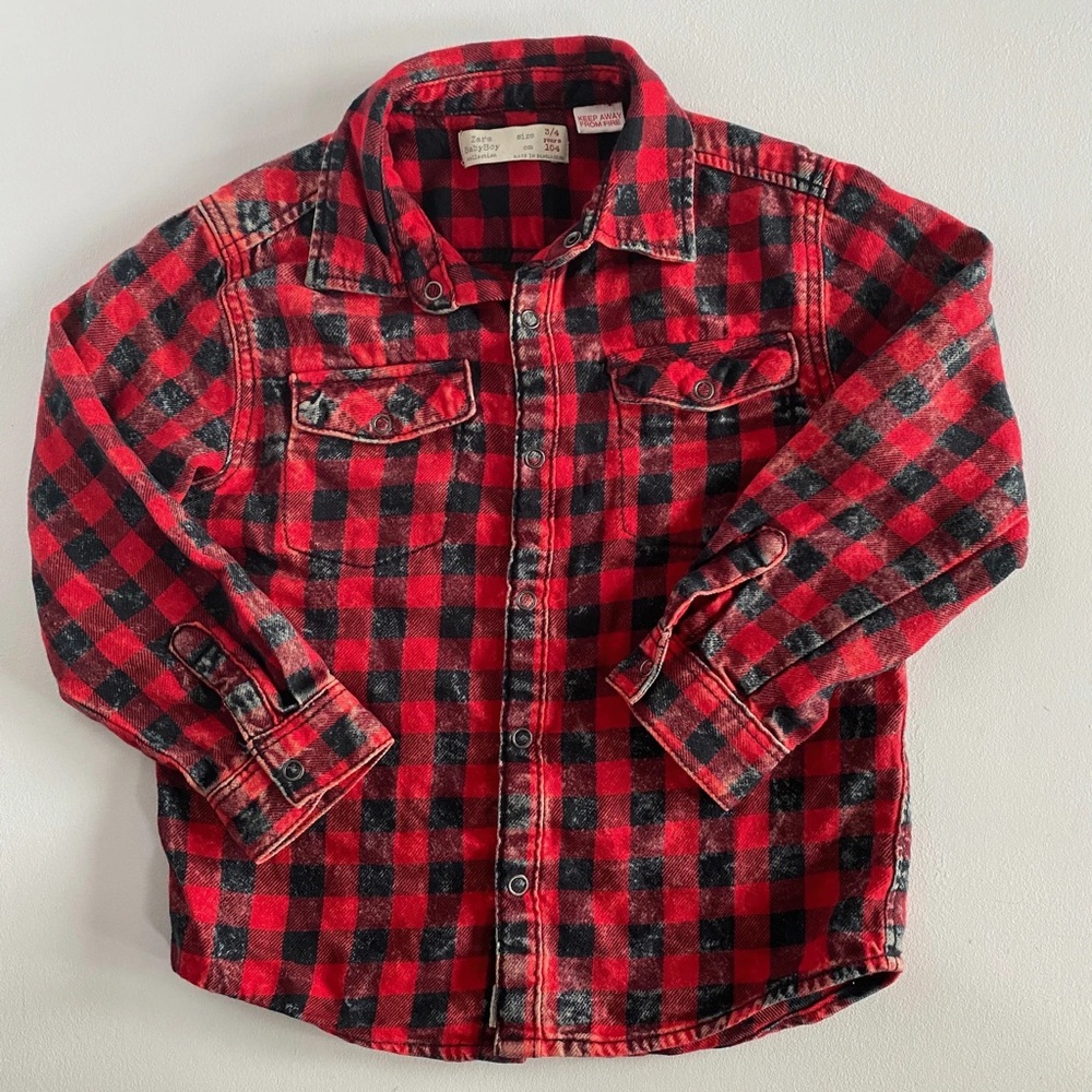 Zara Distressed Plaid Shirt